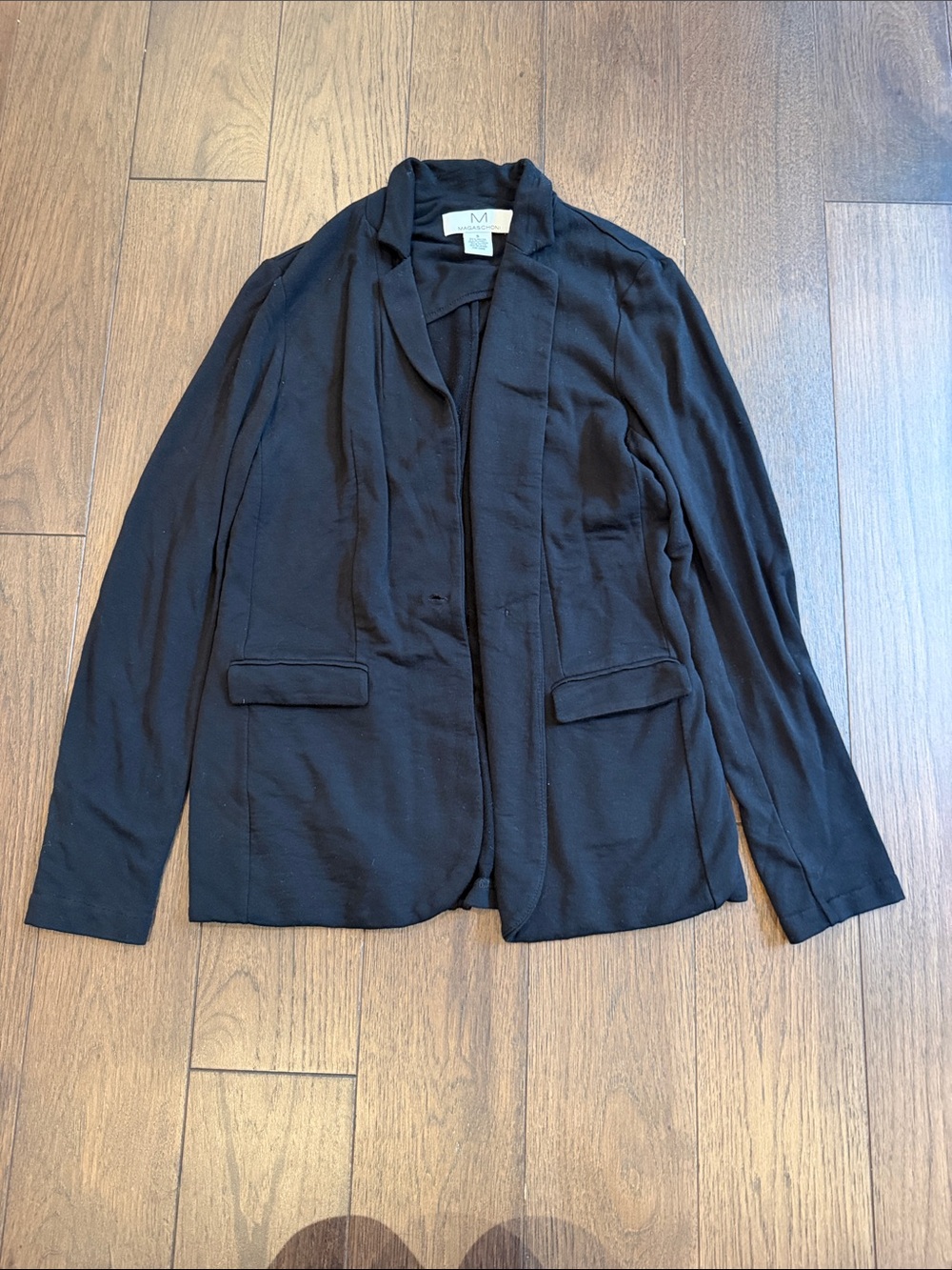 M Magaschoni Black Knit Open-Front Draped Blazer Size Small - C67-138